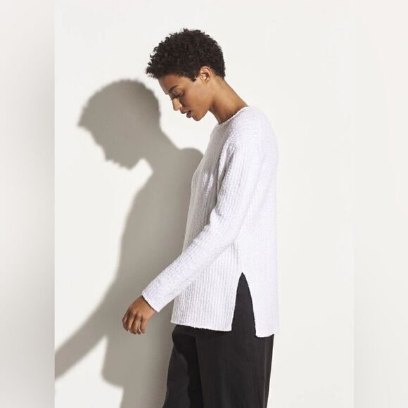 Vince $325 Texture Rib Tunic in Optic White - Picture 5 of 10